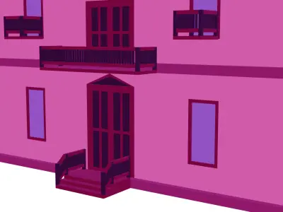 Low-Poly Apartment Building Game Ready 3D Model Low-poly 3D model