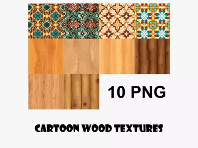 Cartoon Wood Textures Pack 05 - 10x PNG  Texture