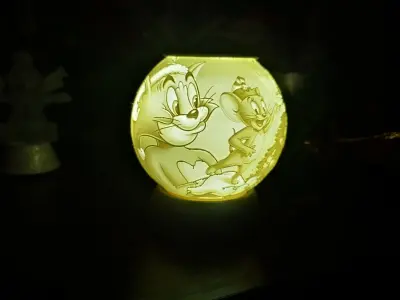 TOM AND JERRY CHRISTMAS LITHOPHANE  3D print model