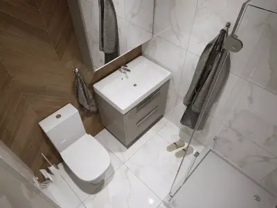 Bathroom with walls and marble floors 3D model