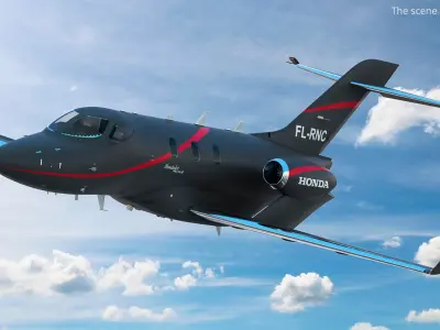  HondaJet Elite II Light Jet Aircraft Black Rigged 