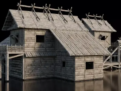 Game Assets Medieval House  Modular Assets - Village Props  Low-poly 3D model