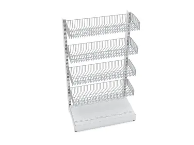 Shelving With Hanging Wire Basket 3D model