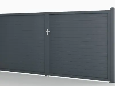 Aluminum Driveway Gate - Model 2 - 10cm  Wall 3D model