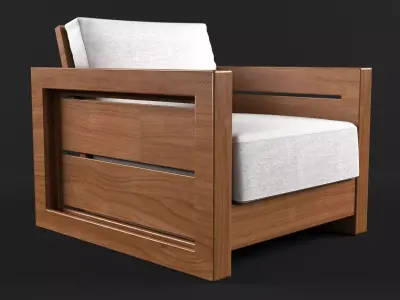 Bali Teak Lounge Chair 3D model