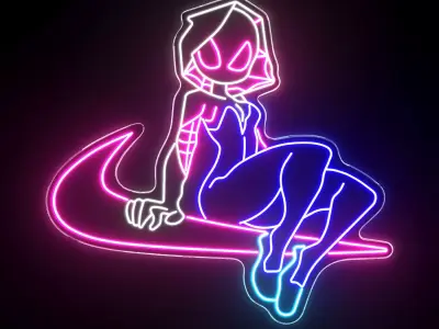 Spider Gwen Neon Sign 3D model