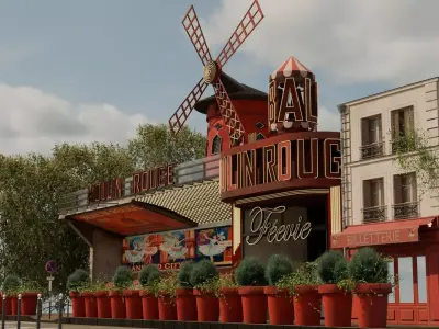 Moulin Rouge Cabaret Low-poly 3D model