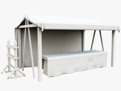 Market Stall Cotton Low-poly 3D model