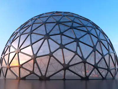 Sci-Fi Glass Dome Tessellated windows 3D model