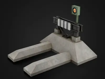 Railway Buffer Stop Low-poly 3D model