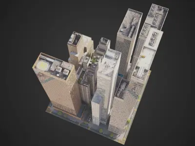 Realistic City District H2-C8 MAYA Low-poly 3D model