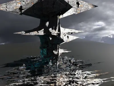 Sci-Fi Dark Egyptian Scepter Tower  Ruin 2 3D model