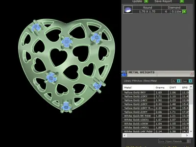 light weight yellow gold  diamond pendent -DOC-P8184 3D print model