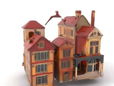Victorian Townhouse model pack Low-poly 3D model