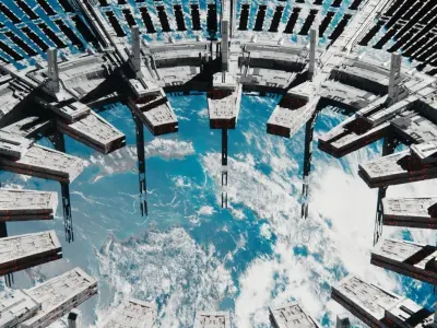 Sci-Fi Orbital Array Space Station - High Poly C4D Octane 3D model