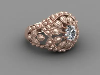 indian Rose Gold Women Diamond Ring 3D print model 3D print model purchase