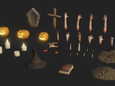 Halloween Pack Low-poly 3D model