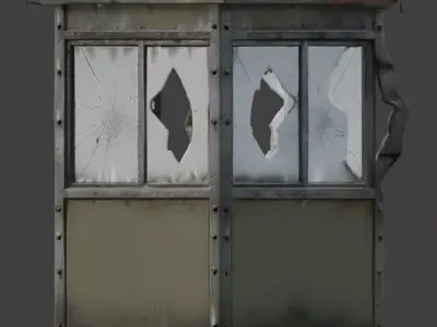 Burned Military Guard Booth 3D Model V03 Low-poly 3D model