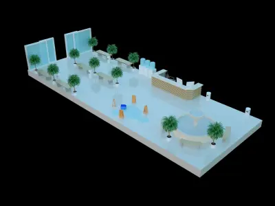 Low-poly isometric Lobby of a shopping mall Low-poly 3D model