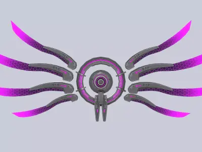 Sci fi wings Low-poly 3D model