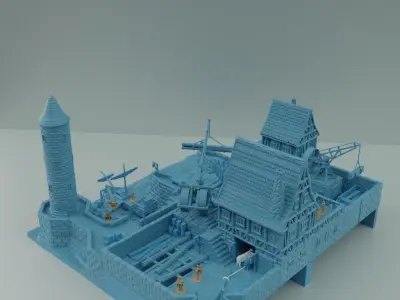 Medieval Shipyard Tabletop Terrain 3D print model