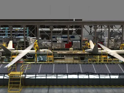 Aircraft manufacturing factory 3D model