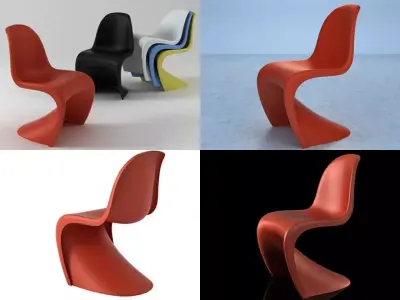 Panton four different chairs 3D model