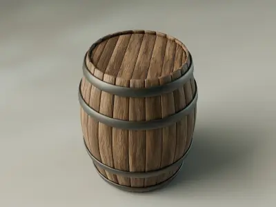 Wooden Barrel 3D model 8