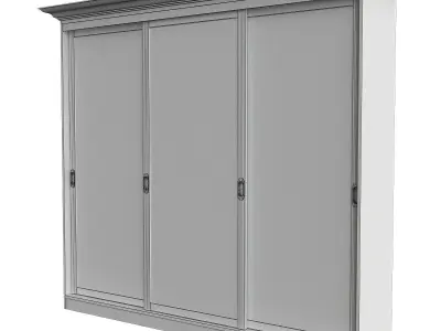 Wardrobe low poly 3d model mirrored closet doors Low-poly 3D model