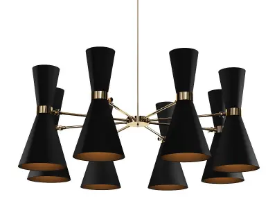 BARBELL X chandelier with shades and gold accents 3D model