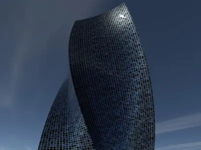 Steel and Glass Skyscraper 3D model