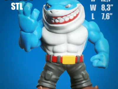 Street Shark Ripster Chibi STL for 3D Printing ChibiSTL 3DXM 3D print model