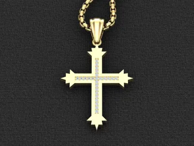 High Cross Pendant Light Gold 18K 3CP093 3D model