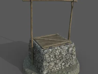 Tropical well Low-poly 3D model