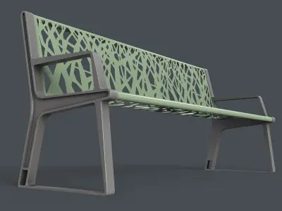 Metal Modern Bench 8 PBR Game Ready Low-poly 3D model