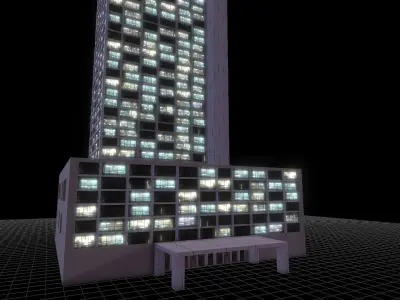 Building at Night - LowPoly Low-poly 3D model