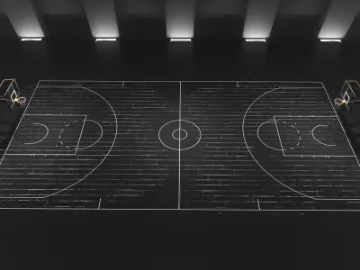  Modern Indoor Basketball Court with Realistic Hoop Low-poly 3D model