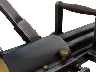 Gatling Gun Low-poly 3D model