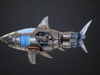 Cyber Shark - Futuristic Mecha Predator High-Detail 3D 3D print model