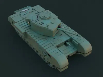 Churchill Tank - WW2 Infantry Support  - Blender Rigged 3D model