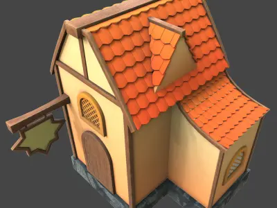 House stylized western 3d model Low-poly 3D model