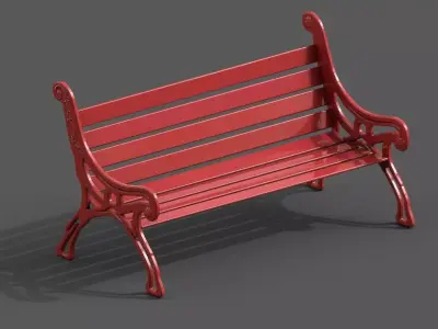 Street Bench Low-poly 3D model