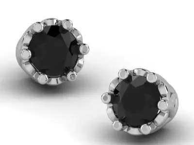 Gold Diamond Women Earring 3D print Model 3D print model 134