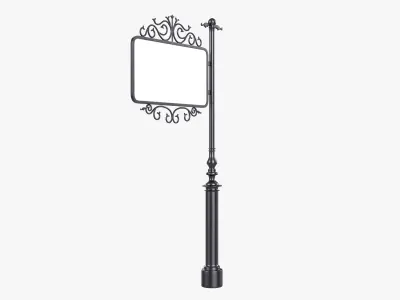 Forged column with hanging sign 03 3D model