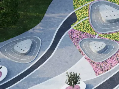 Modern City park 3D scene 3D model