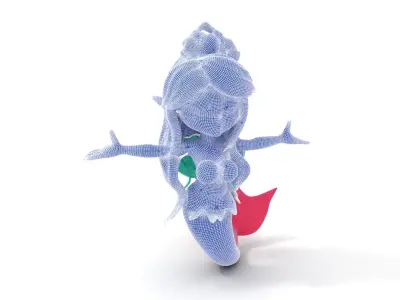 Charming Mermaid D Model Rigged and Animated Low-poly 3D model