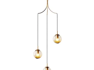 Postmodern Cognac Glass Ball Pendant Lighting 3D model