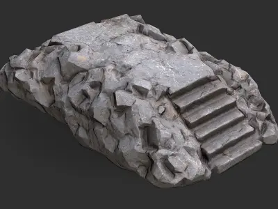 Stairs stone staircase 02 Low-poly 3D model