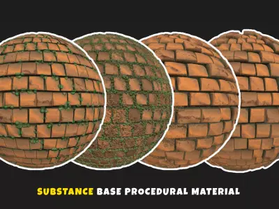 Stylized Brick 2- Procedural Generator Substance  Material Texture