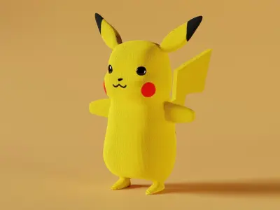 Plush Pikachu Low-poly 3D model